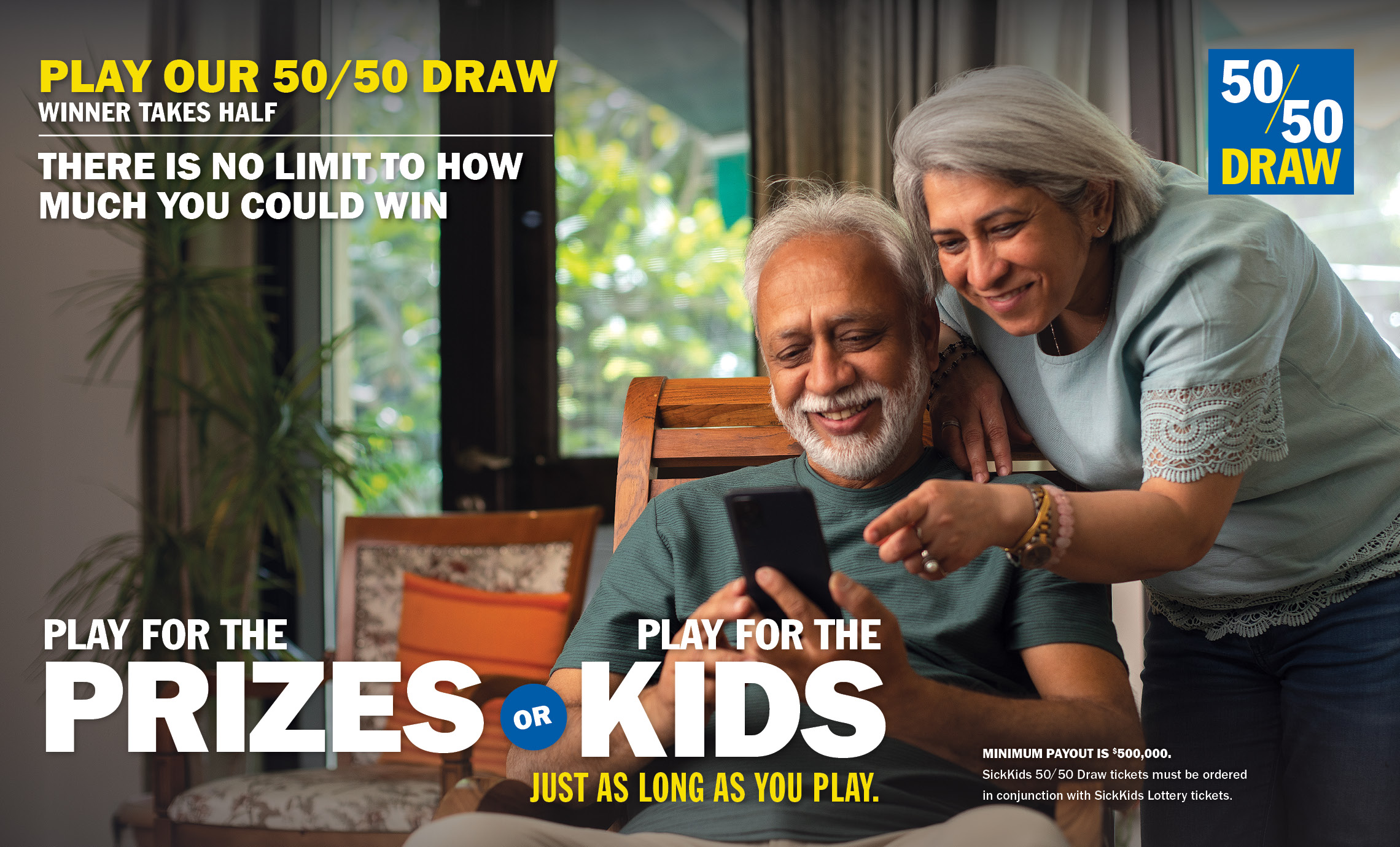 PLAY OUR 50/50 DRAW - THERE IS NO LIMIT TO HOW MUCH YOU COULD WIN