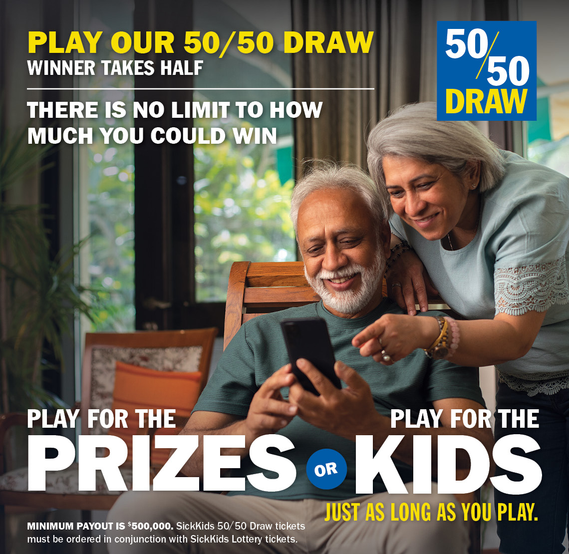 PLAY OUR 50/50 DRAW - THERE IS NO LIMIT TO HOW MUCH YOU COULD WIN