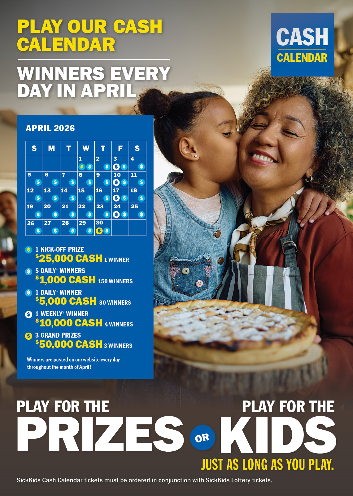 PLAY OUR CASH CALENDAR - WINNERS EVERY DAY IN APRIL
